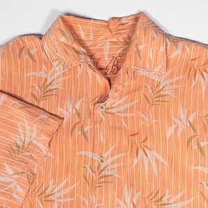 Tommy Bahama Floral Camp Shirt Tropical Button Up Peach Mens L‎ Tencel Lyocell